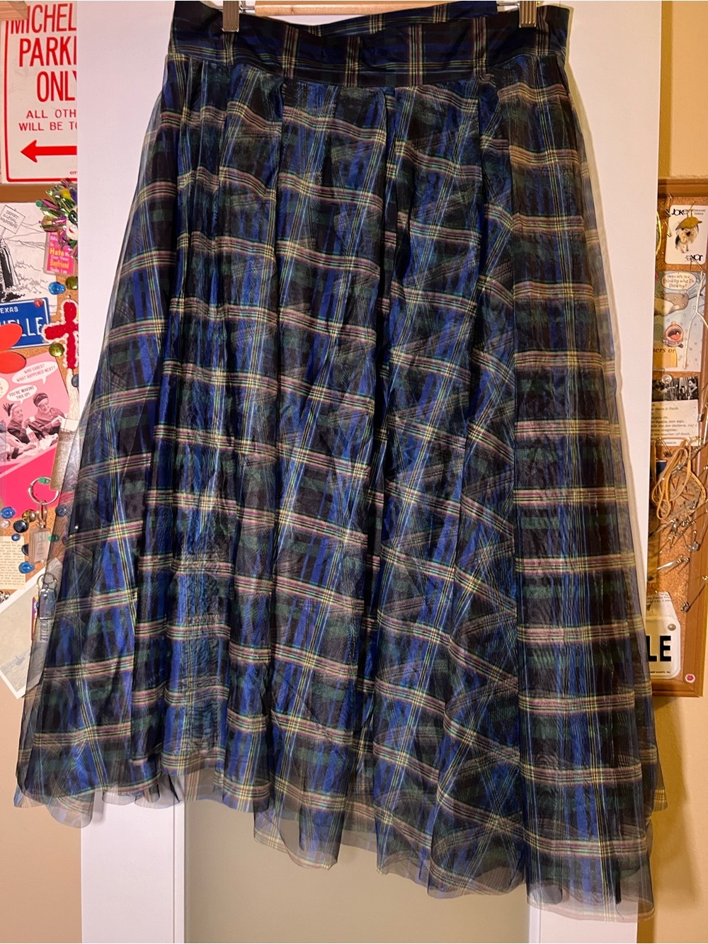 Kate Hewko Plaid Skirt in Black and Blue - Feminine A-Line Style - Picture 5 of 8